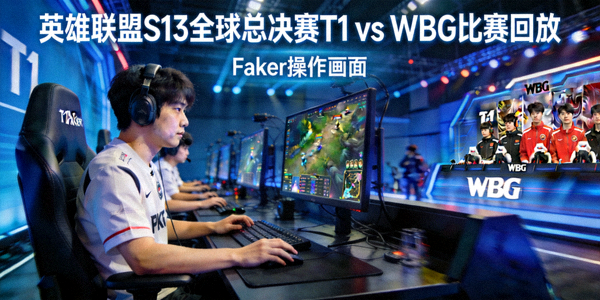 英雄联盟S13全球总决赛T1对阵WBG比赛回放，Faker操作画面
